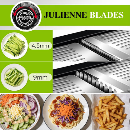 Adjustable Mandoline Food Slicer,Vegetable Slicer Fruit Cutter | Stainless Steel Mandoline Slicer, Julienne Slicers for Kitchen Onion Potato, Tomato, Vegetable, and Fruit, Dishwasher Safe
