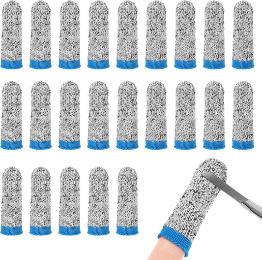 60-Pack Finger Cots Cut Resistant, Reusable Finger Sleeve Protectors for Sculpture/Kitchen/Garden, HPPE Fiber Thumb Finger Guards Covers [2.8", Grey Blue]