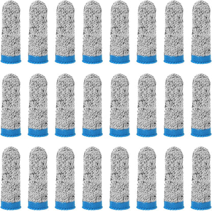 60-Pack Finger Cots Cut Resistant, Reusable Finger Sleeve Protectors for Sculpture/Kitchen/Garden, HPPE Fiber Thumb Finger Guards Covers [2.8", Grey Blue]