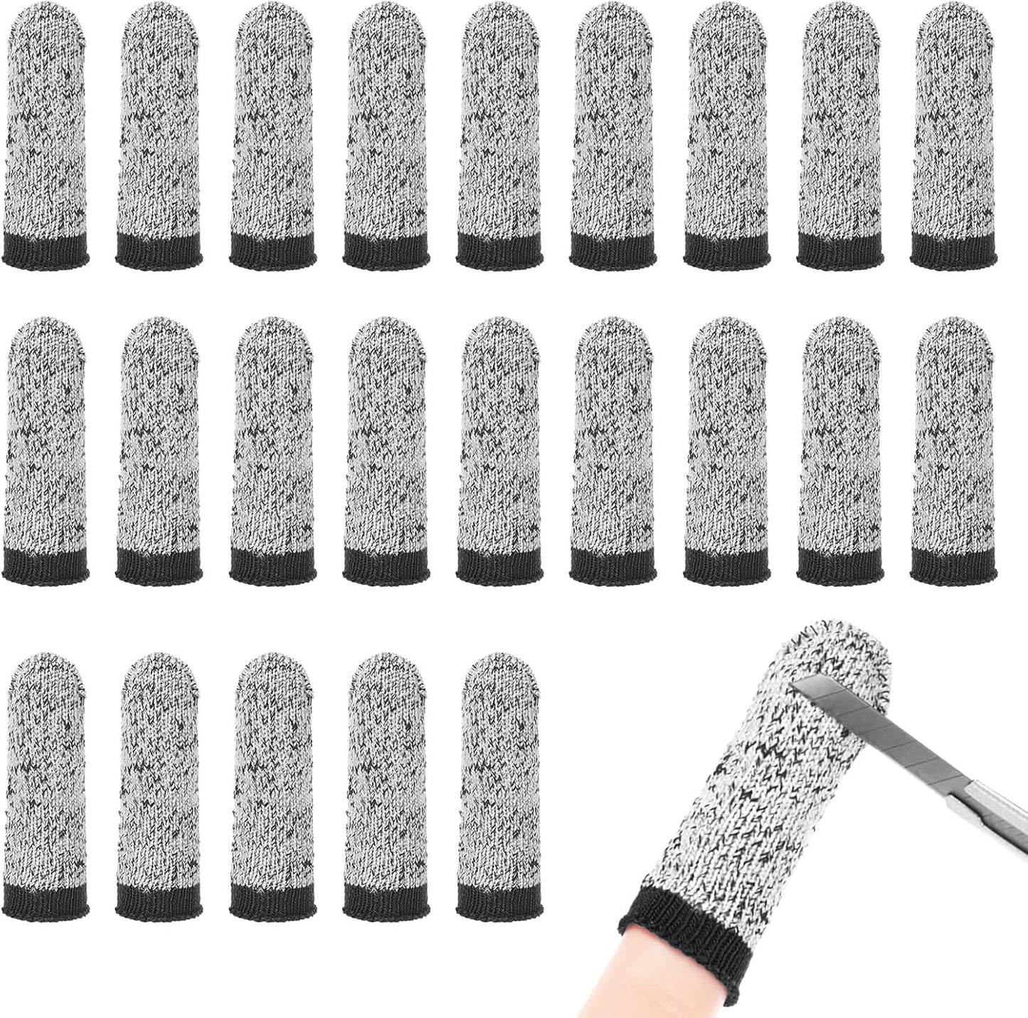 60-Pack Finger Cots Cut Resistant, Reusable Finger Sleeve Protectors for Sculpture/Kitchen/Garden, HPPE Fiber Thumb Finger Guards Covers [2.8", Grey Blue]