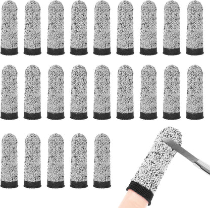 60-Pack Finger Cots Cut Resistant, Reusable Finger Sleeve Protectors for Sculpture/Kitchen/Garden, HPPE Fiber Thumb Finger Guards Covers [2.8", Grey Blue]