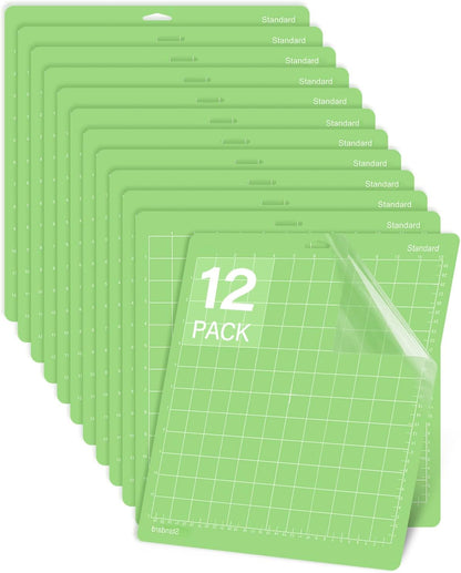 Cutting Mat, Compatible With Maker 3/Maker/Explore 3/Air 2/Air/One 12 Pack 12x12 Cut Mats Replacement Accessories Adhesive Sticky Green Cricket Standard Card