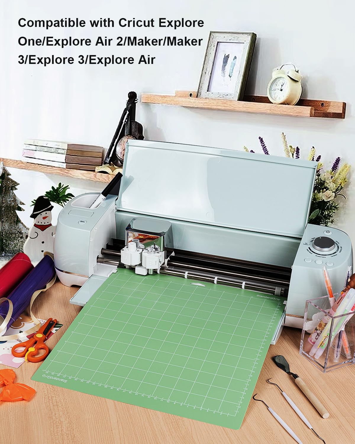 Cutting Mat, Compatible With Maker 3/Maker/Explore 3/Air 2/Air/One 12 Pack 12x12 Cut Mats Replacement Accessories Adhesive Sticky Green Cricket Standard Card