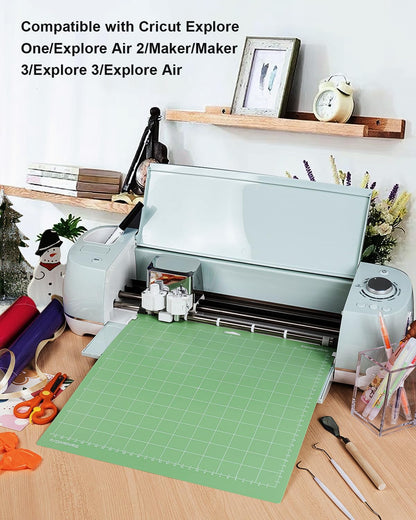 Cutting Mat, Compatible With Maker 3/Maker/Explore 3/Air 2/Air/One 12 Pack 12x12 Cut Mats Replacement Accessories Adhesive Sticky Green Cricket Standard Card