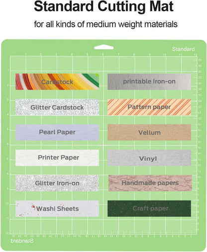 Cutting Mat, Compatible With Maker 3/Maker/Explore 3/Air 2/Air/One 12 Pack 12x12 Cut Mats Replacement Accessories Adhesive Sticky Green Cricket Standard Card