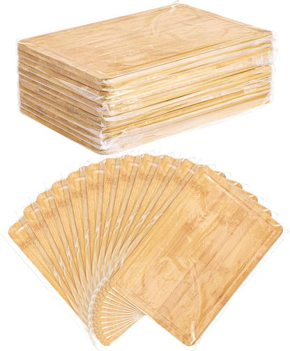 12 Pack Bulk Plain Cutting Board Set Kitchen Chopping Boards Rectangular Blank Cutting Board Wood Crafts Serving Board for Christmas Wedding DIY Engraving Gifts(Bamboo,12 x 8 Inch)