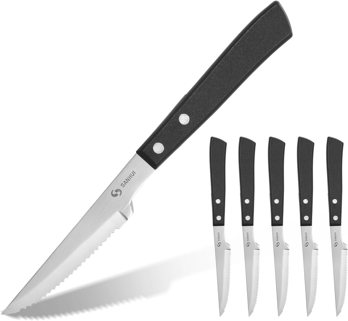 Steak Knives, Steak Knife Set of 8, German Stainless Steel Steak Knife Serrated, Silver