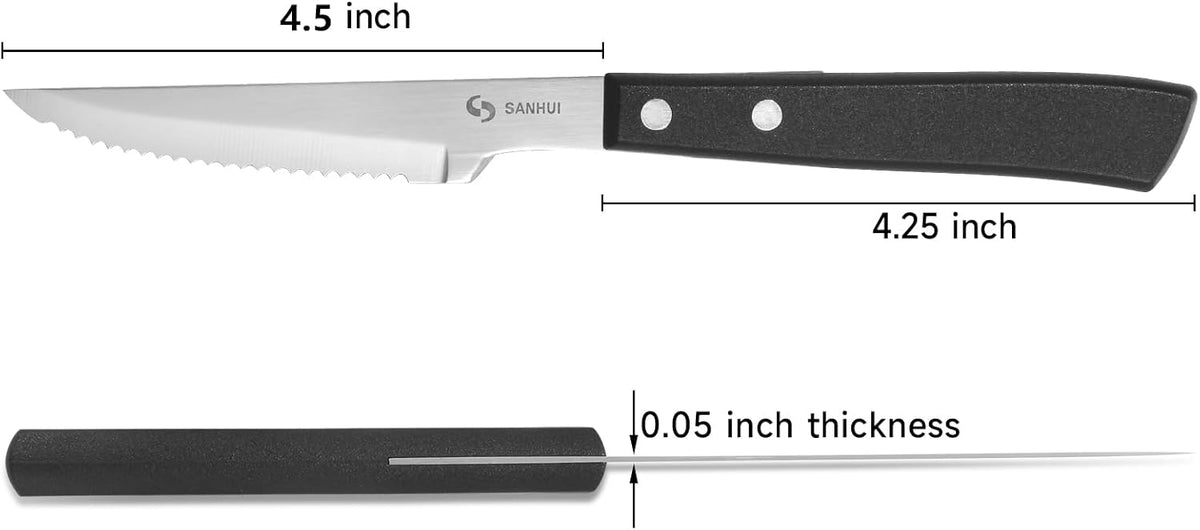 Steak Knives, Steak Knife Set of 8, German Stainless Steel Steak Knife Serrated, Silver