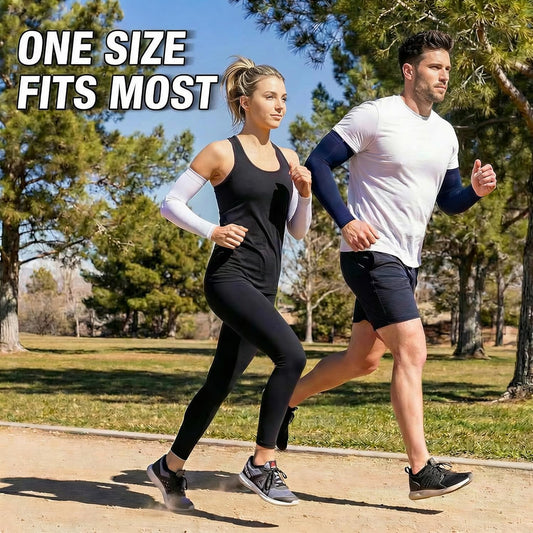 Arm Sleeves for Men UV Protection, 2 Pairs | Straight cut compression sleeves to cover arms for men. Cooling comfort for golf, cycling, tattoo concealment, and sports.