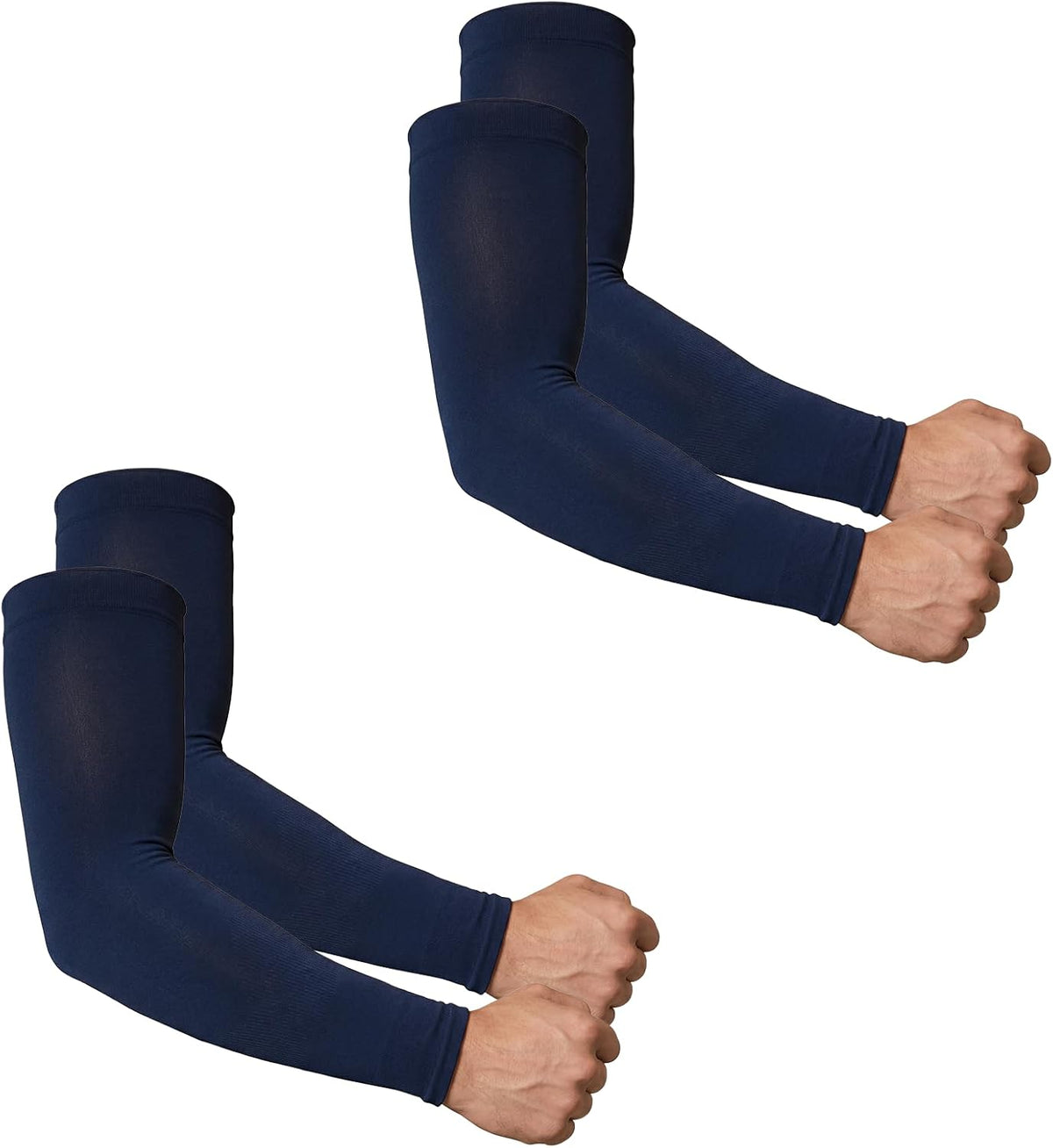 Arm Sleeves for Men UV Protection, 2 Pairs | Straight cut compression sleeves to cover arms for men. Cooling comfort for golf, cycling, tattoo concealment, and sports.