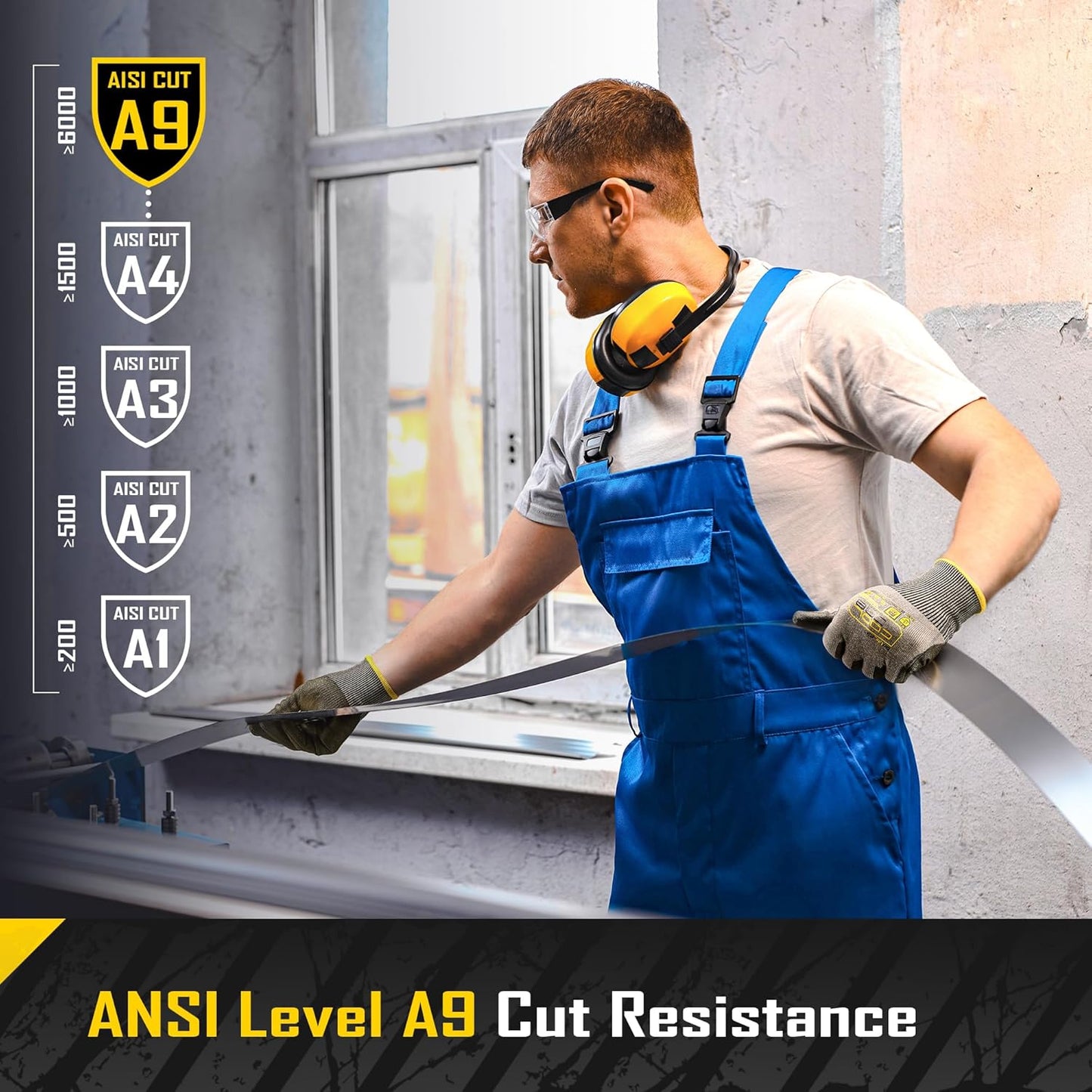 12/120 Pairs Cut Resistant Safety Work Gloves with Grip, 13 Gauge Seamless Shell with PU Coating, ANSI A2 A4 A6, Gray