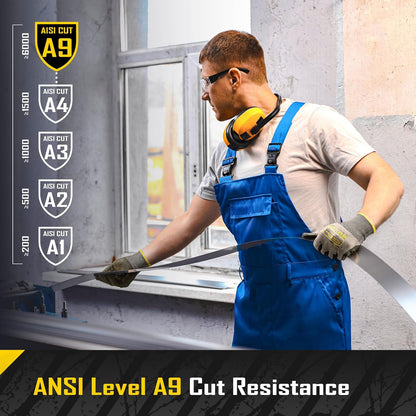 12/120 Pairs Cut Resistant Safety Work Gloves with Grip, 13 Gauge Seamless Shell with PU Coating, ANSI A2 A4 A6, Gray