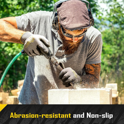 12/120 Pairs Cut Resistant Safety Work Gloves with Grip, 13 Gauge Seamless Shell with PU Coating, ANSI A2 A4 A6, Gray
