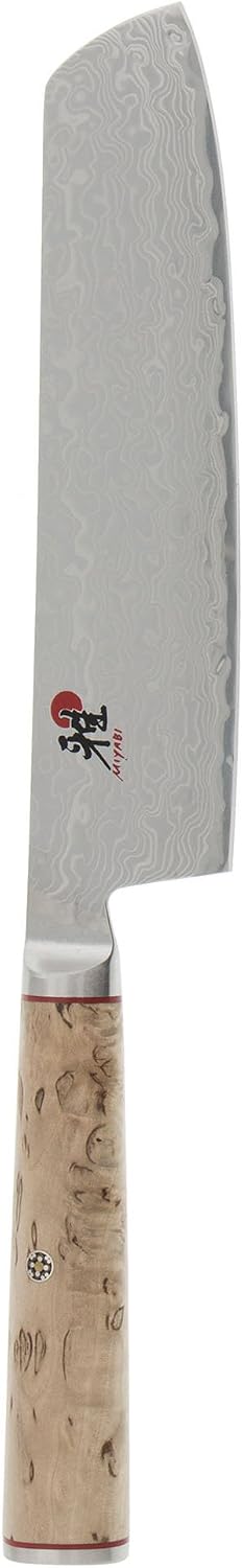 Birchwood SG2 Japanese Kiritsuke Knife, 9.5-inch, All Purpose Kitchen Knife, Karelian Birch Handle, 100-layer flower Damascus pattern, Handcrafted in Seki, Japan