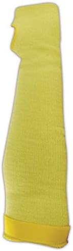 MAGID KEV22TSVEL CutMaster Dupont Kevlar 1500 Machine Knit Sleeve with Thumb Slot and and Velcro Fastener, 2-ply, Puncture Resistant, 22" Length, Yellow