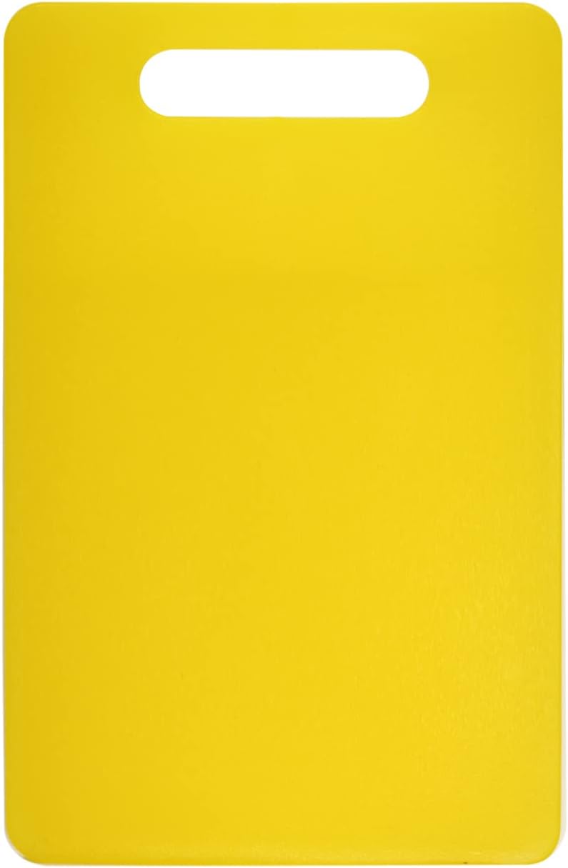 Plastic Utility Cutting Board with Handles, Food Safe PP Material, BPA Free, Dishwasher Safe, Thick Chopping Board, Large Size, Easy Grip Handle, for Kitchen (Yellow),14.2 x 9"
