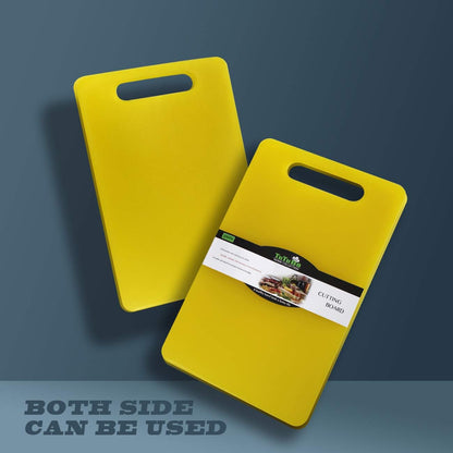 Plastic Utility Cutting Board with Handles, Food Safe PP Material, BPA Free, Dishwasher Safe, Thick Chopping Board, Large Size, Easy Grip Handle, for Kitchen (Yellow),14.2 x 9"