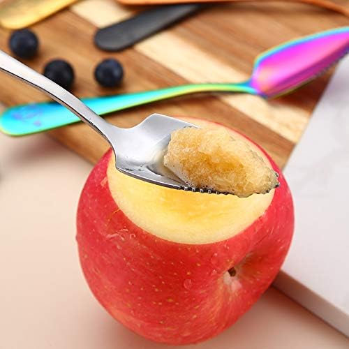 4 Pack 4 Colors Grapefruit Spoons fruit Knife， 6.1 inch Metal Stainless Steel rainbow Grapefruit Spoons fruit knife set of 4