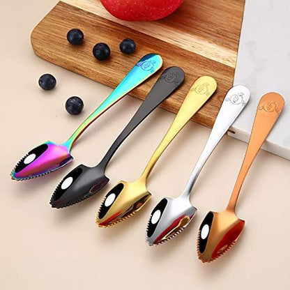 4 Pack 4 Colors Grapefruit Spoons fruit Knife， 6.1 inch Metal Stainless Steel rainbow Grapefruit Spoons fruit knife set of 4
