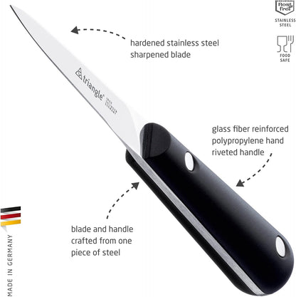 Oyster Knife, Riveted - Stainless Steel - Cleanly Shucks Oysters - Dishwasher Safe - Made in Germany