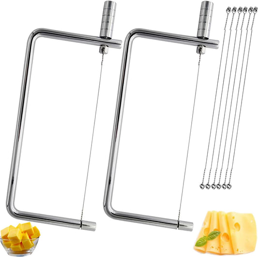 6in Cheese Slicer Accessories Kitchen Knife Cheese Cutter Stainless Steel Components Great for Making Giftable Cheese Cutting Boards with This Cheese Slicer Kit Cheese Cutter Kit(2Slicer+8Wires)