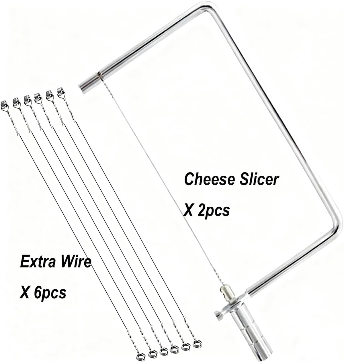 6in Cheese Slicer Accessories Kitchen Knife Cheese Cutter Stainless Steel Components Great for Making Giftable Cheese Cutting Boards with This Cheese Slicer Kit Cheese Cutter Kit(2Slicer+8Wires)