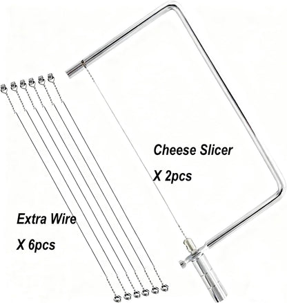 6in Cheese Slicer Accessories Kitchen Knife Cheese Cutter Stainless Steel Components Great for Making Giftable Cheese Cutting Boards with This Cheese Slicer Kit Cheese Cutter Kit(2Slicer+8Wires)