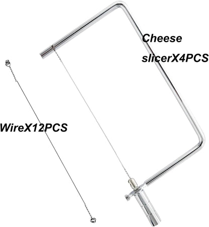 6in Cheese Slicer Accessories Kitchen Knife Cheese Cutter Stainless Steel Components Great for Making Giftable Cheese Cutting Boards with This Cheese Slicer Kit Cheese Cutter Kit(2Slicer+8Wires)
