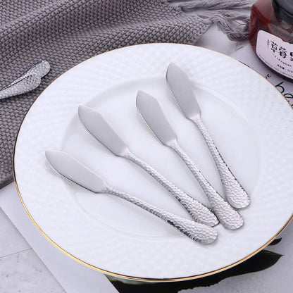 Stainless Steel Butter Knives Set, 12 Pack Spreaders for Cheese, Jam and Kitchen Use, 5.3 Inch with Hammered Handle, Dishwasher Safe