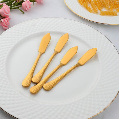 Stainless Steel Butter Knives Set, 12 Pack Spreaders for Cheese, Jam and Kitchen Use, 5.3 Inch with Hammered Handle, Dishwasher Safe
