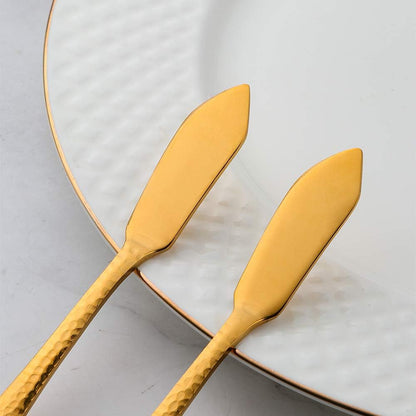 Stainless Steel Butter Knives Set, 12 Pack Spreaders for Cheese, Jam and Kitchen Use, 5.3 Inch with Hammered Handle, Dishwasher Safe
