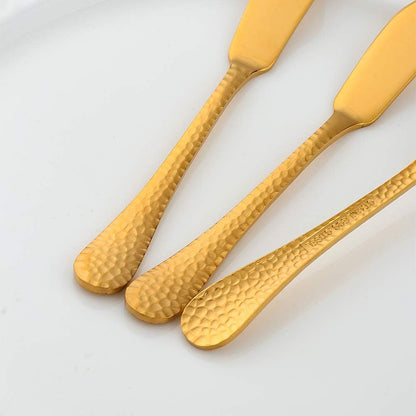 Stainless Steel Butter Knives Set, 12 Pack Spreaders for Cheese, Jam and Kitchen Use, 5.3 Inch with Hammered Handle, Dishwasher Safe