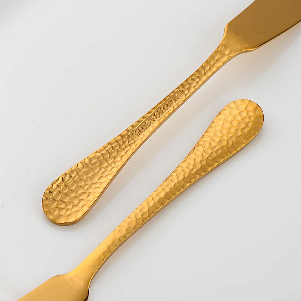 Stainless Steel Butter Knives Set, 12 Pack Spreaders for Cheese, Jam and Kitchen Use, 5.3 Inch with Hammered Handle, Dishwasher Safe