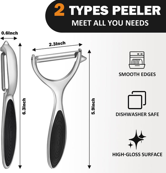 Vegetable Peeler for Kitchen, Potato Peelers for Fruit Straight Blade, Durable Non-Slip Handle, Set of 2