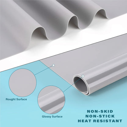 Silicone Craft Sheet - Large Nonstick Nonskid Mat, Countertop Protector, Table Placemat, Resin Casting Molds Mat, 27.6" x 19.7", Light Gray