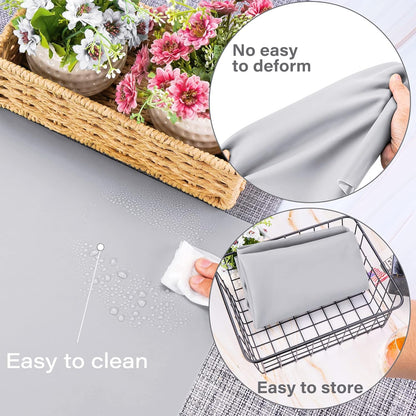 Silicone Craft Sheet - Large Nonstick Nonskid Mat, Countertop Protector, Table Placemat, Resin Casting Molds Mat, 27.6" x 19.7", Light Gray