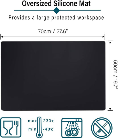 Silicone Craft Sheet - Large Nonstick Nonskid Mat, Countertop Protector, Table Placemat, Resin Casting Molds Mat, 27.6" x 19.7", Light Gray