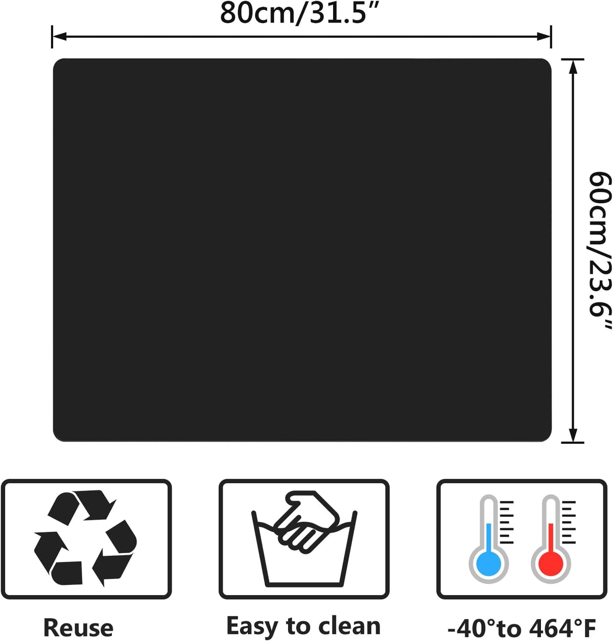 Silicone Craft Sheet - Large Nonstick Nonskid Mat, Countertop Protector, Table Placemat, Resin Casting Molds Mat, 27.6" x 19.7", Light Gray