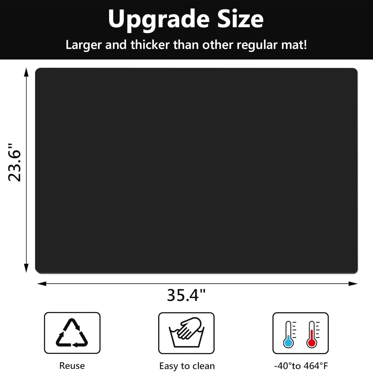 Silicone Craft Sheet - Large Nonstick Nonskid Mat, Countertop Protector, Table Placemat, Resin Casting Molds Mat, 27.6" x 19.7", Light Gray
