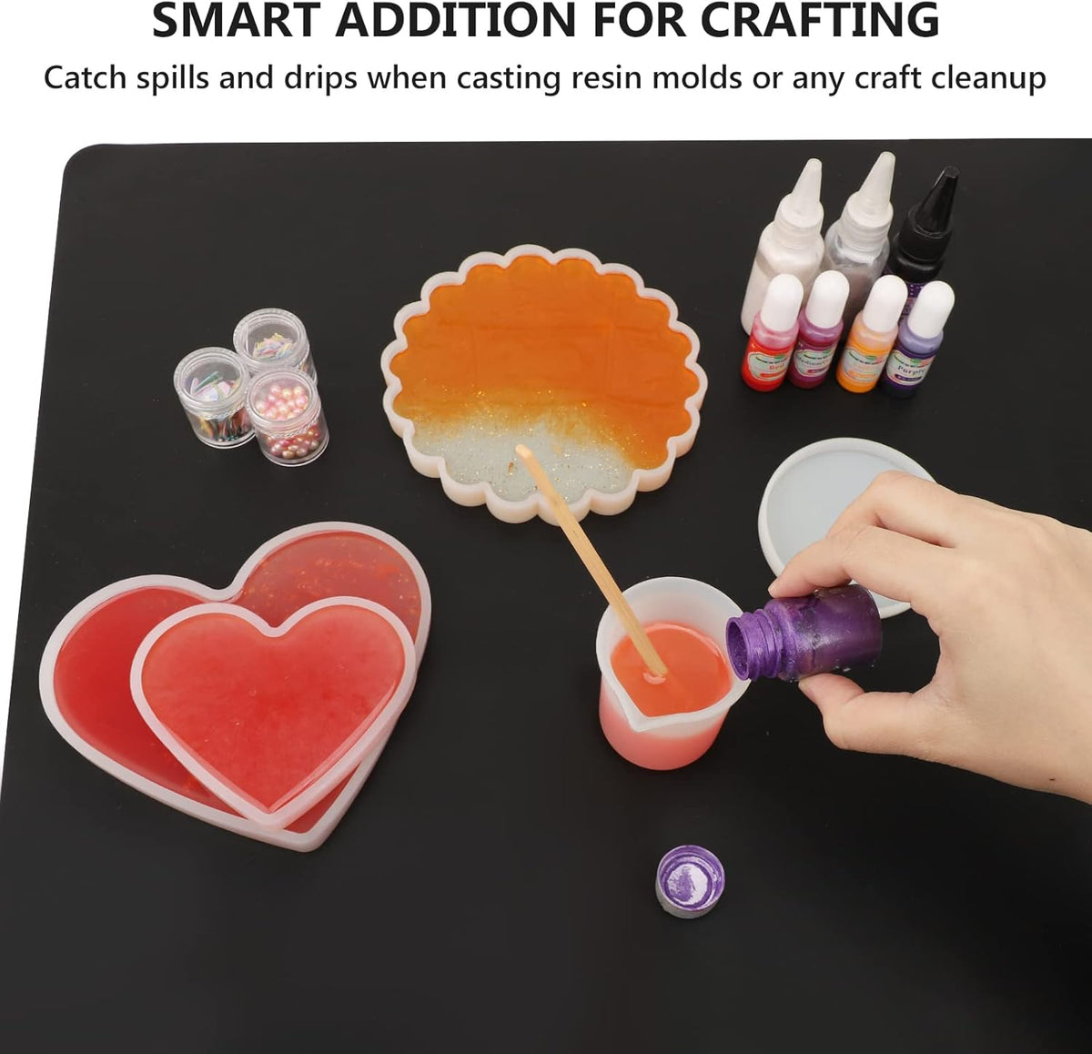 Silicone Craft Sheet - Large Nonstick Nonskid Mat, Countertop Protector, Table Placemat, Resin Casting Molds Mat, 27.6" x 19.7", Light Gray