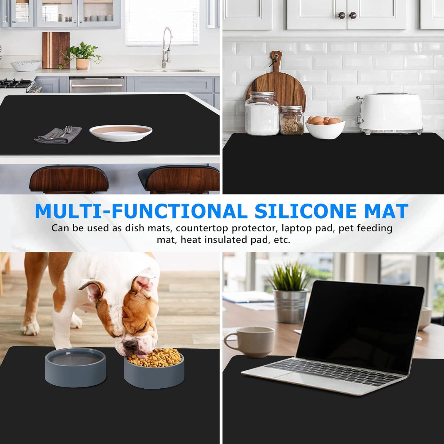 Silicone Craft Sheet - Large Nonstick Nonskid Mat, Countertop Protector, Table Placemat, Resin Casting Molds Mat, 27.6" x 19.7", Light Gray