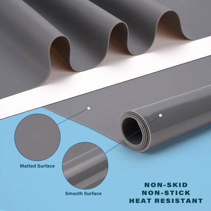 Silicone Craft Sheet - Large Nonstick Nonskid Mat, Countertop Protector, Table Placemat, Resin Casting Molds Mat, 27.6" x 19.7", Light Gray