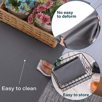 Silicone Craft Sheet - Large Nonstick Nonskid Mat, Countertop Protector, Table Placemat, Resin Casting Molds Mat, 27.6" x 19.7", Light Gray