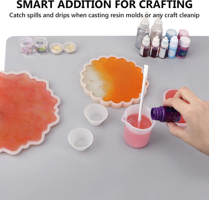 Silicone Craft Sheet - Large Nonstick Nonskid Mat, Countertop Protector, Table Placemat, Resin Casting Molds Mat, 27.6" x 19.7", Light Gray