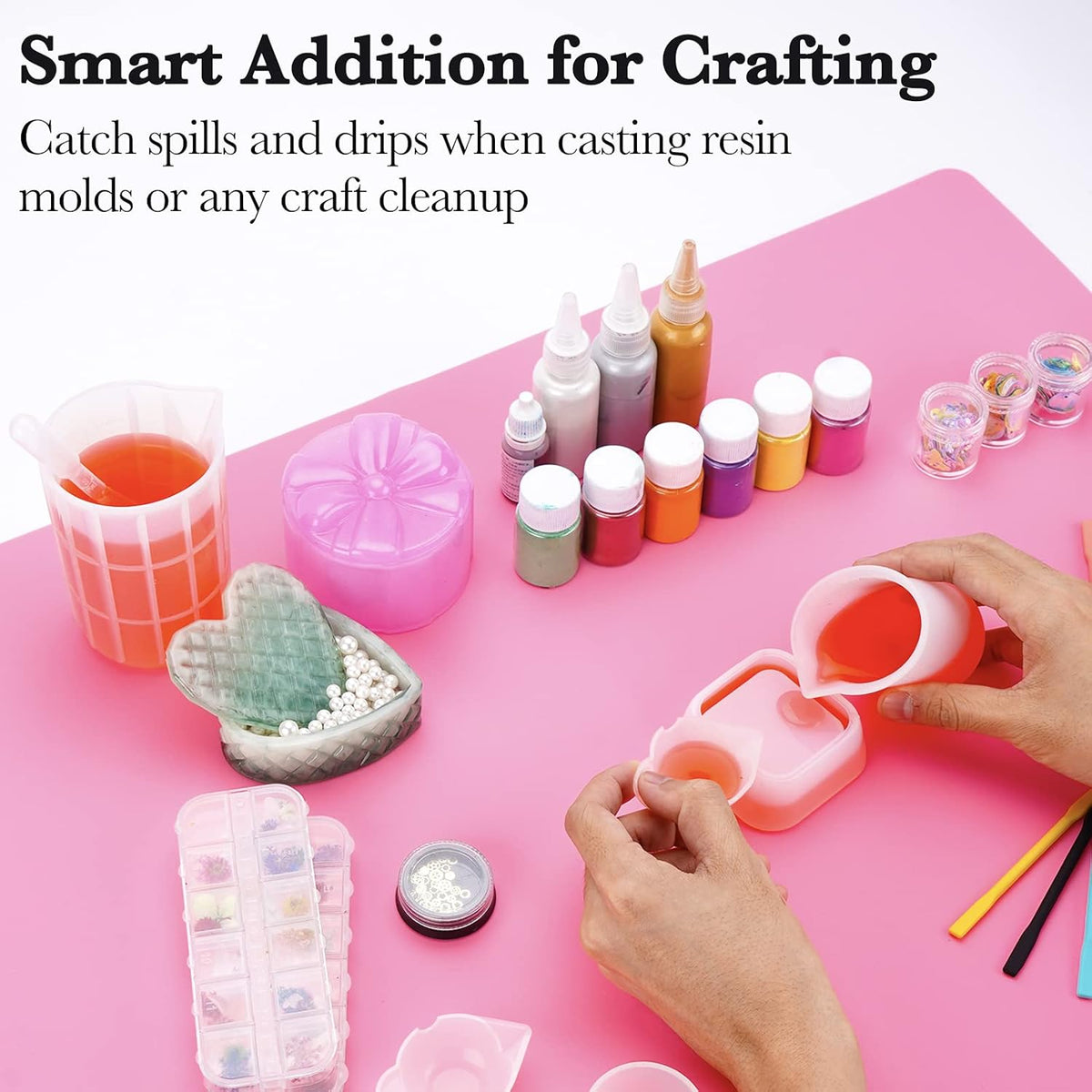 Silicone Craft Sheet - Large Nonstick Nonskid Mat, Countertop Protector, Table Placemat, Resin Casting Molds Mat, 27.6" x 19.7", Light Gray