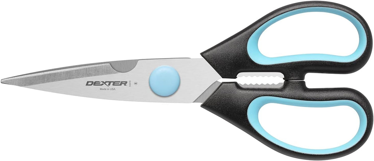 SGS01B-CP SofGrip (25353) Poultry/Kitchen Shears, stain-free, high-carbon steel, non-slip, stain-free, black/blue, soft rubber grip handle, Clam Packaging, NSF Certified‌‌‌‌‍‌