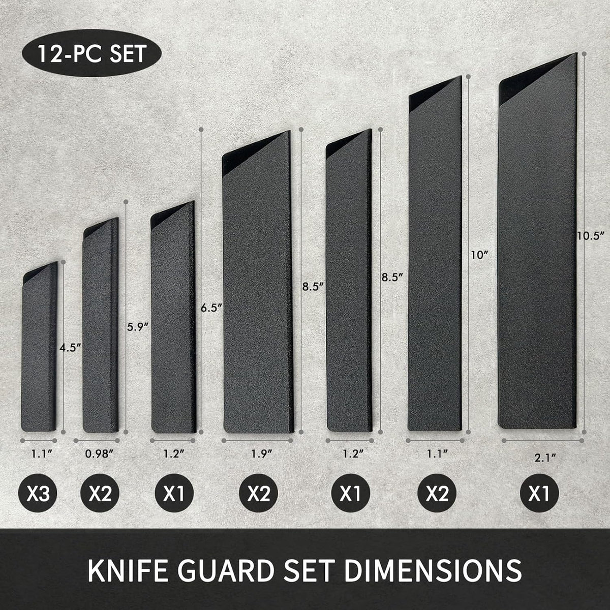 12-Piece Knife Edge Guard Set Waterproof Felt Lined BPA-Free