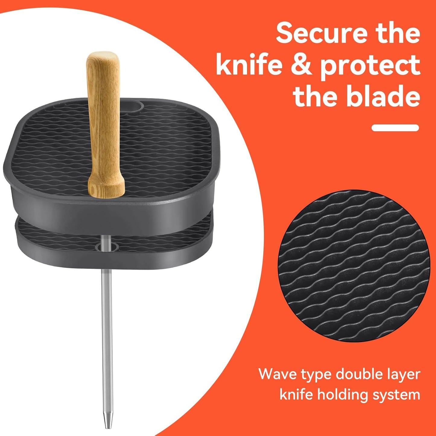 Knife Block without Knives, Universal Knife Block, Detachable Knife Holder, Space Saver Knife Storage Holder with Scissors Slot, Sharpening Bar Slot, Kitchen Knife Holder White