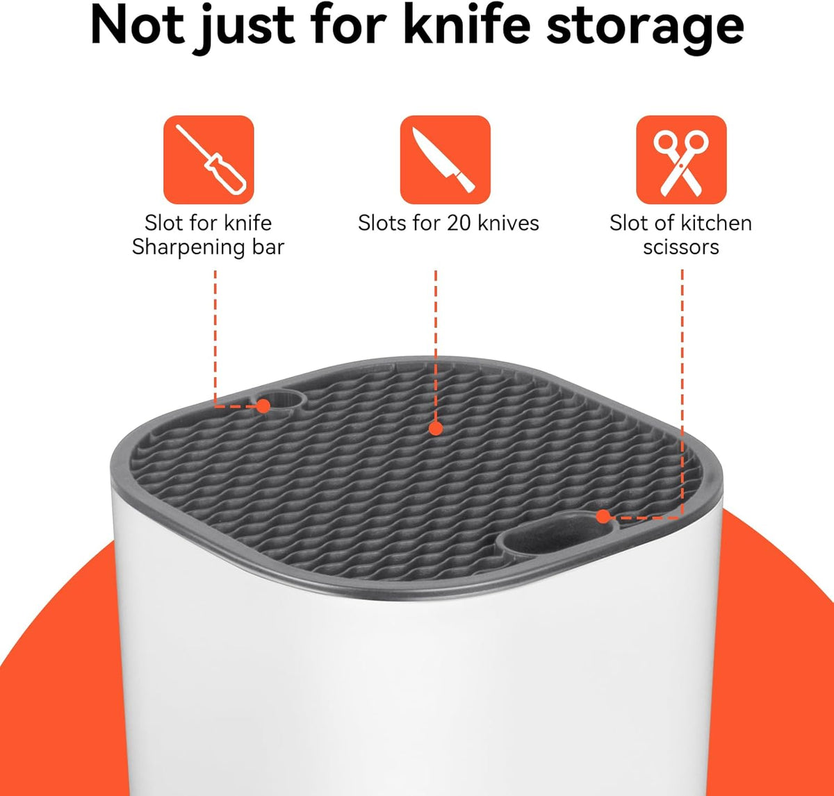 Knife Block without Knives, Universal Knife Block, Detachable Knife Holder, Space Saver Knife Storage Holder with Scissors Slot, Sharpening Bar Slot, Kitchen Knife Holder White