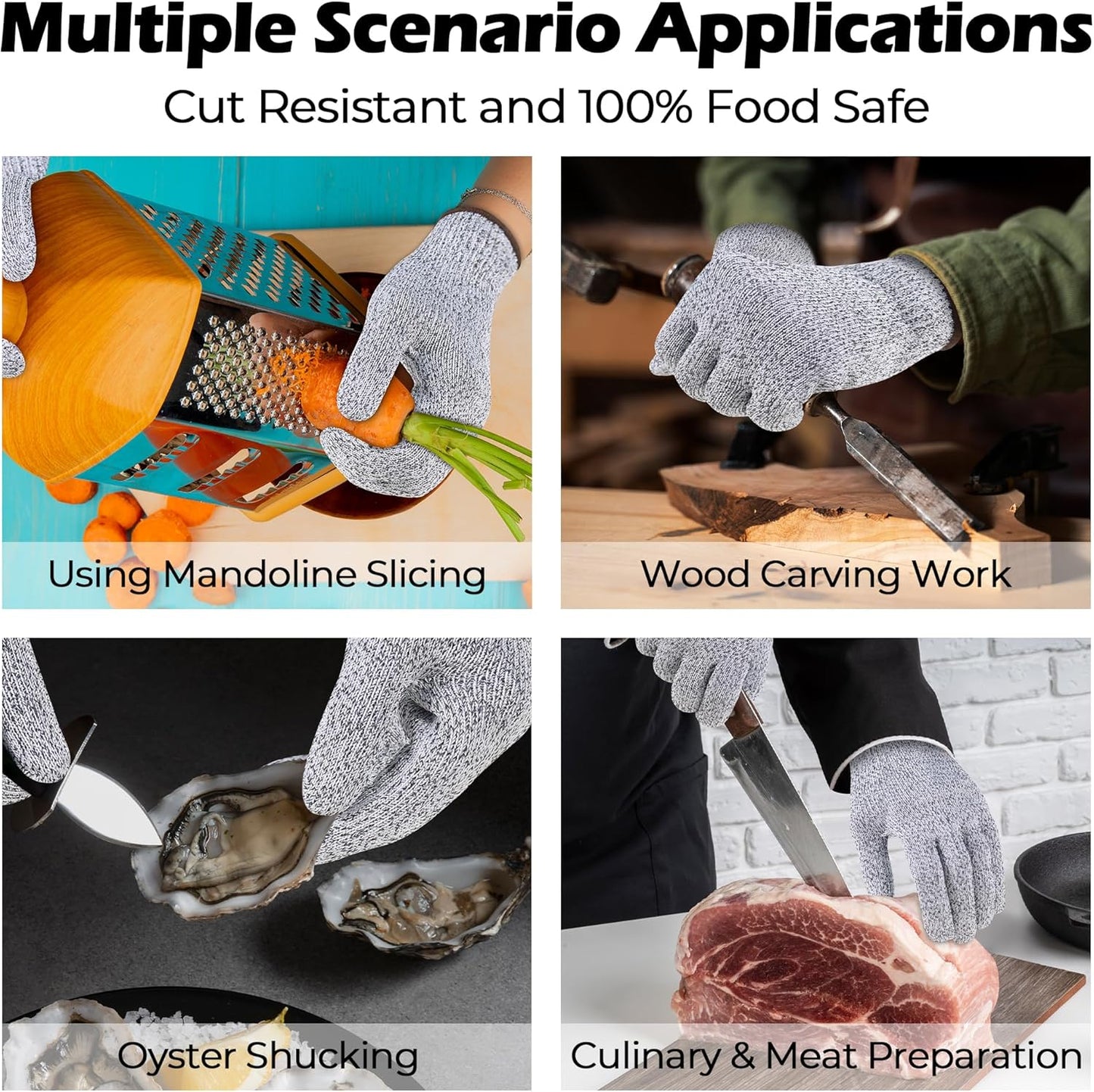 Cut Resistant Gloves, Food Grade Cutting Gloves for Chef & Cooking, Mandoline Gloves for Meat Cutting, Wood Carving